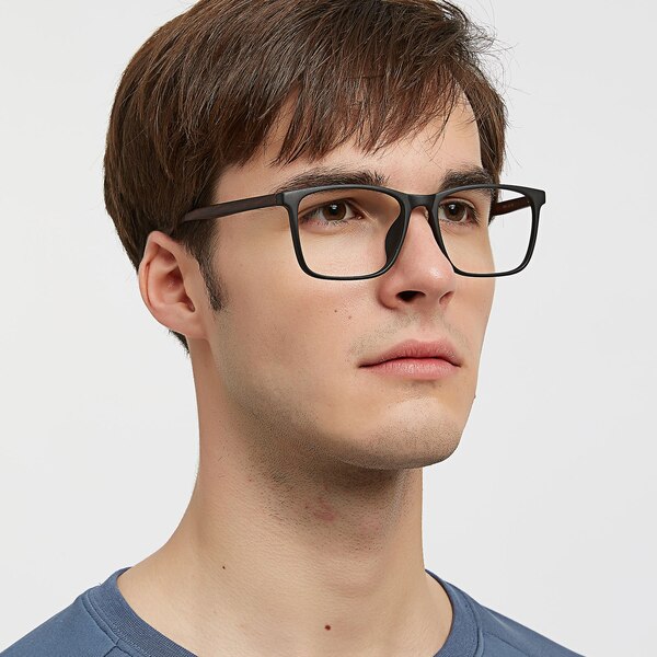 Owen Rectangle Black/Chocolate Full-Frame TR90 Eyeglasses | GlassesShop