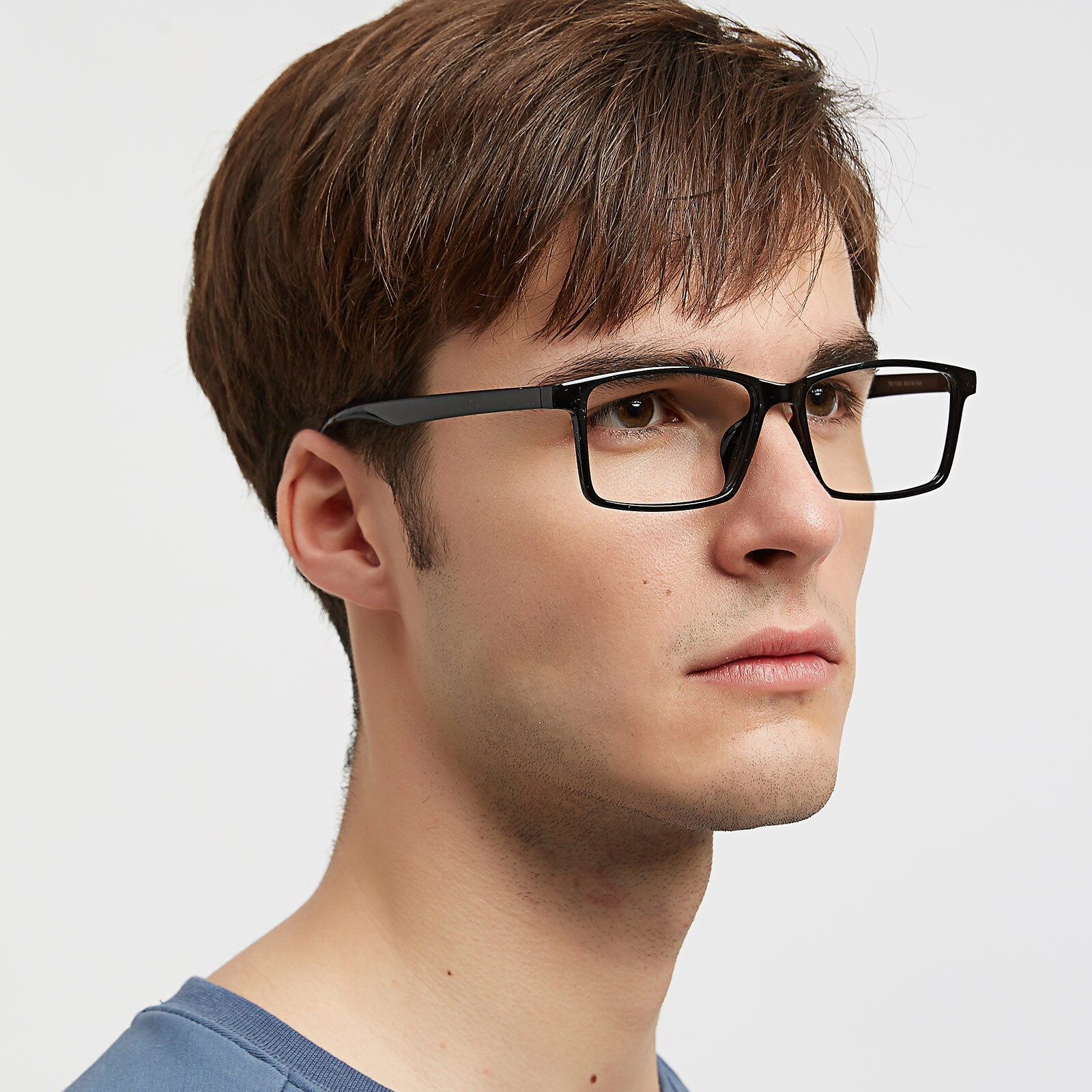 Rectangle Eyeglasses, Full Frame Black TR90 - FP1841