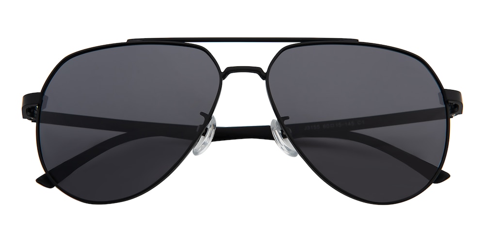 Duluth Black Aviator Metal Sunglasses