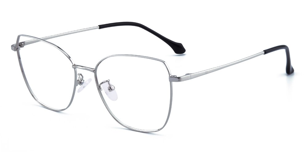 Hermosa Silver Cat Eye Metal Eyeglasses