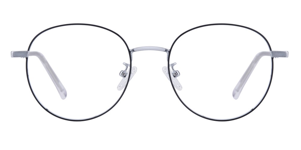 Meroy Black/Silver Round Metal Eyeglasses