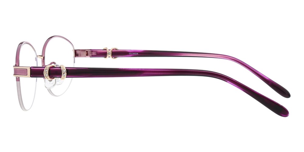 Elaine Purple Oval Metal Eyeglasses