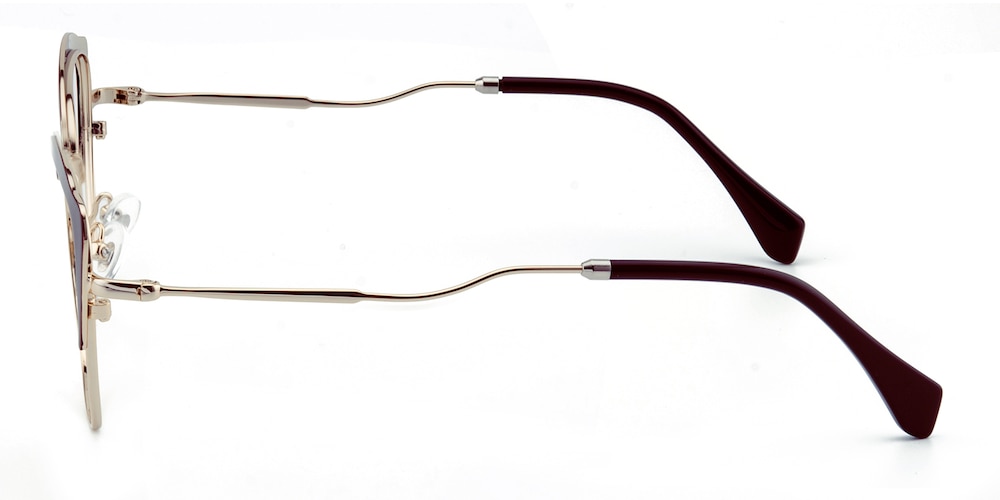 Aries Brown/Golden Cat Eye Stainless Steel Eyeglasses