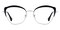 Aries Black/Silver Cat Eye Stainless Steel Eyeglasses
