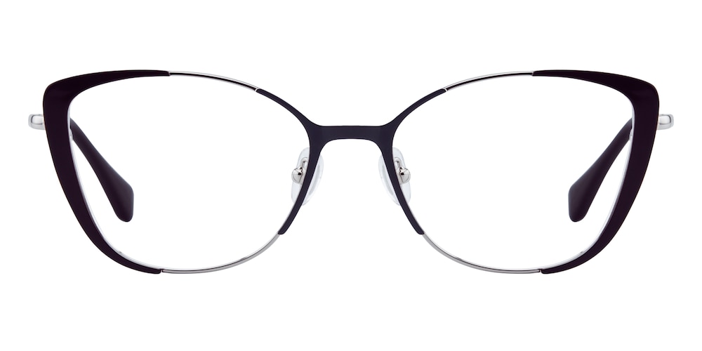 Virgo Brown/Silver Cat Eye Stainless Steel Eyeglasses