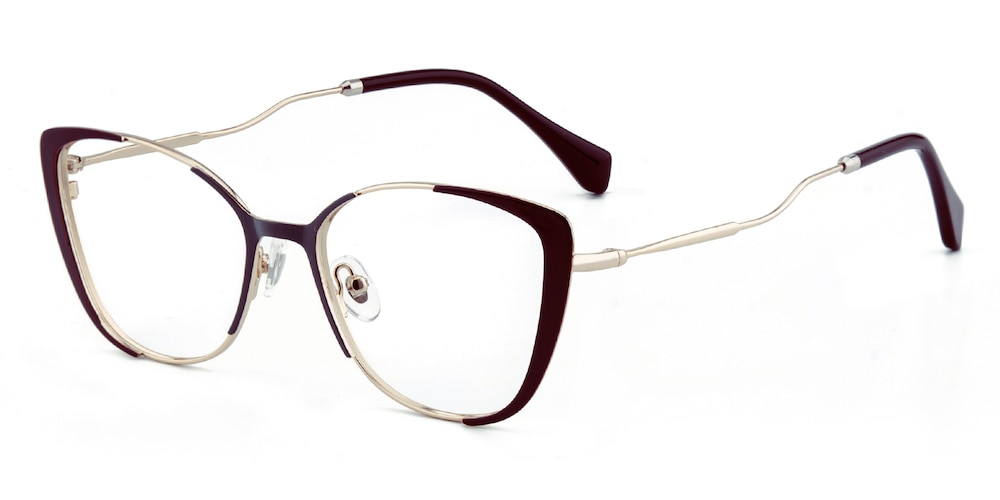 Virgo Brown/Golden Cat Eye Stainless Steel Eyeglasses