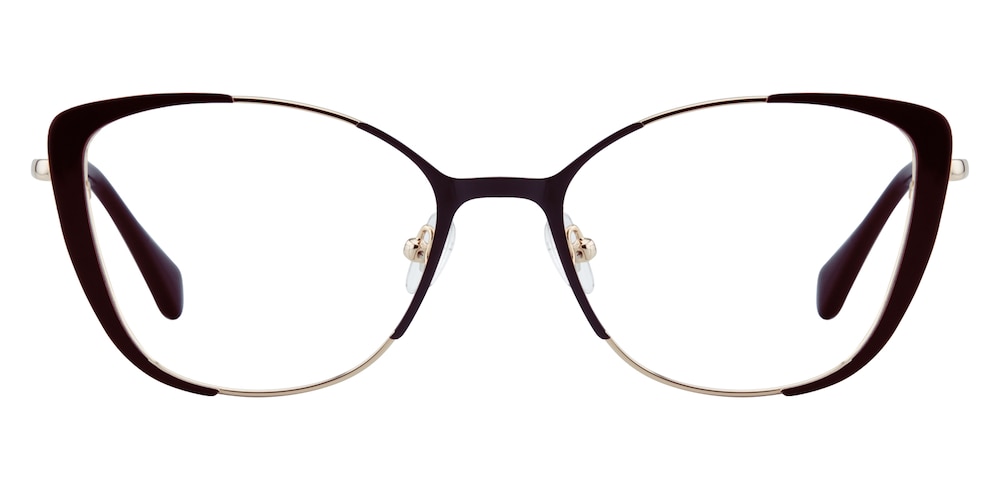 Virgo Brown/Golden Cat Eye Stainless Steel Eyeglasses