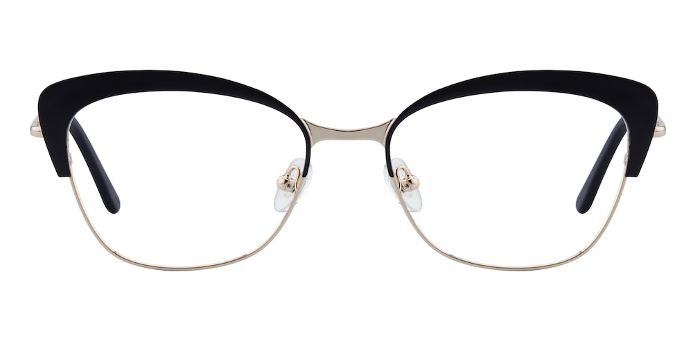 Edith Black/Golden Cat Eye Stainless Steel Eyeglasses