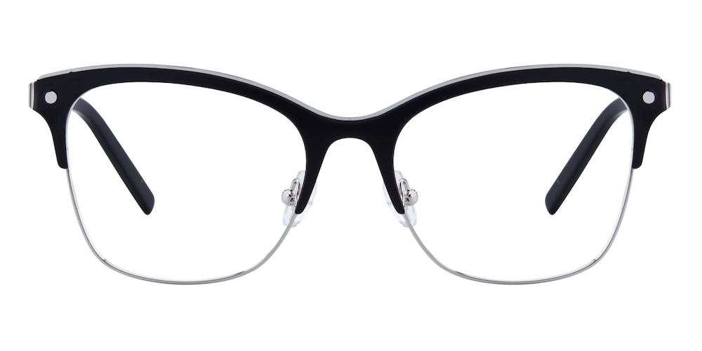 Marina Black/Silver Cat Eye Stainless Steel Eyeglasses