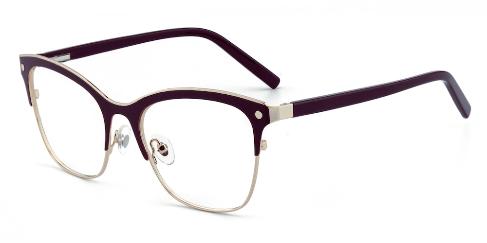 Marina Brown/Golden Cat Eye Stainless Steel Eyeglasses