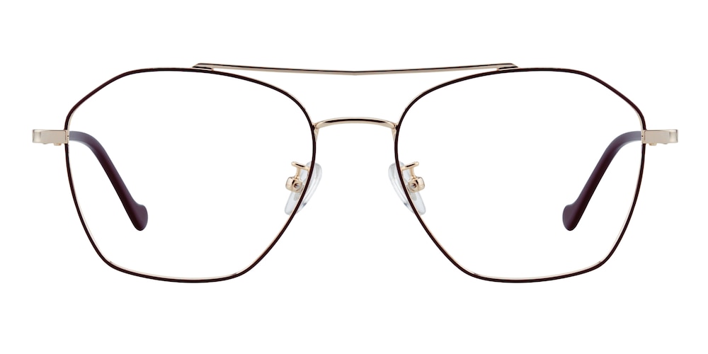 Aquarius Brown/Golden Aviator Stainless Steel Eyeglasses
