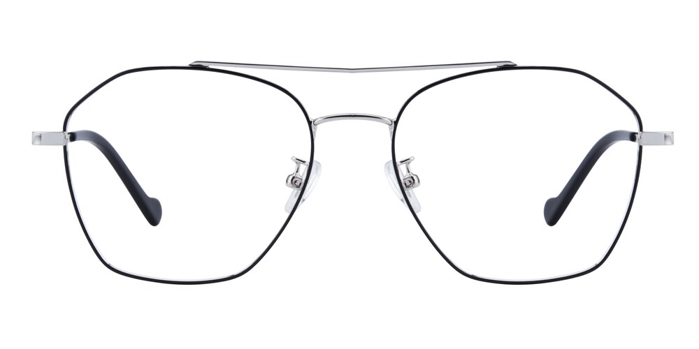 Aquarius Black/Silver Aviator Stainless Steel Eyeglasses