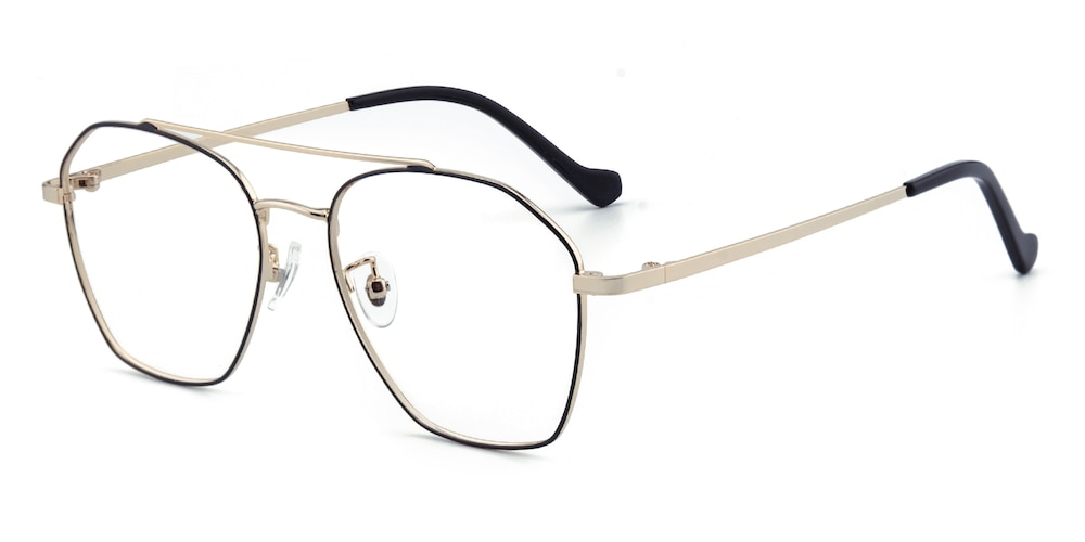 Aquarius Black/Golden Aviator Stainless Steel Eyeglasses
