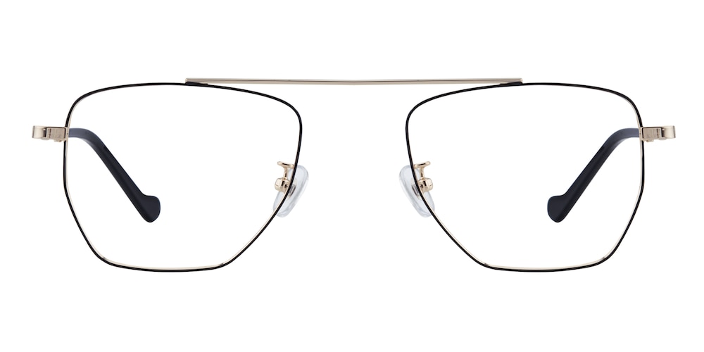Capricorn Black/Golden Aviator Stainless Steel Eyeglasses