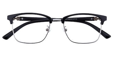 Libra Black,Silver Rectangle,Browline Metal,TR90 Plastic Eyeglasses
