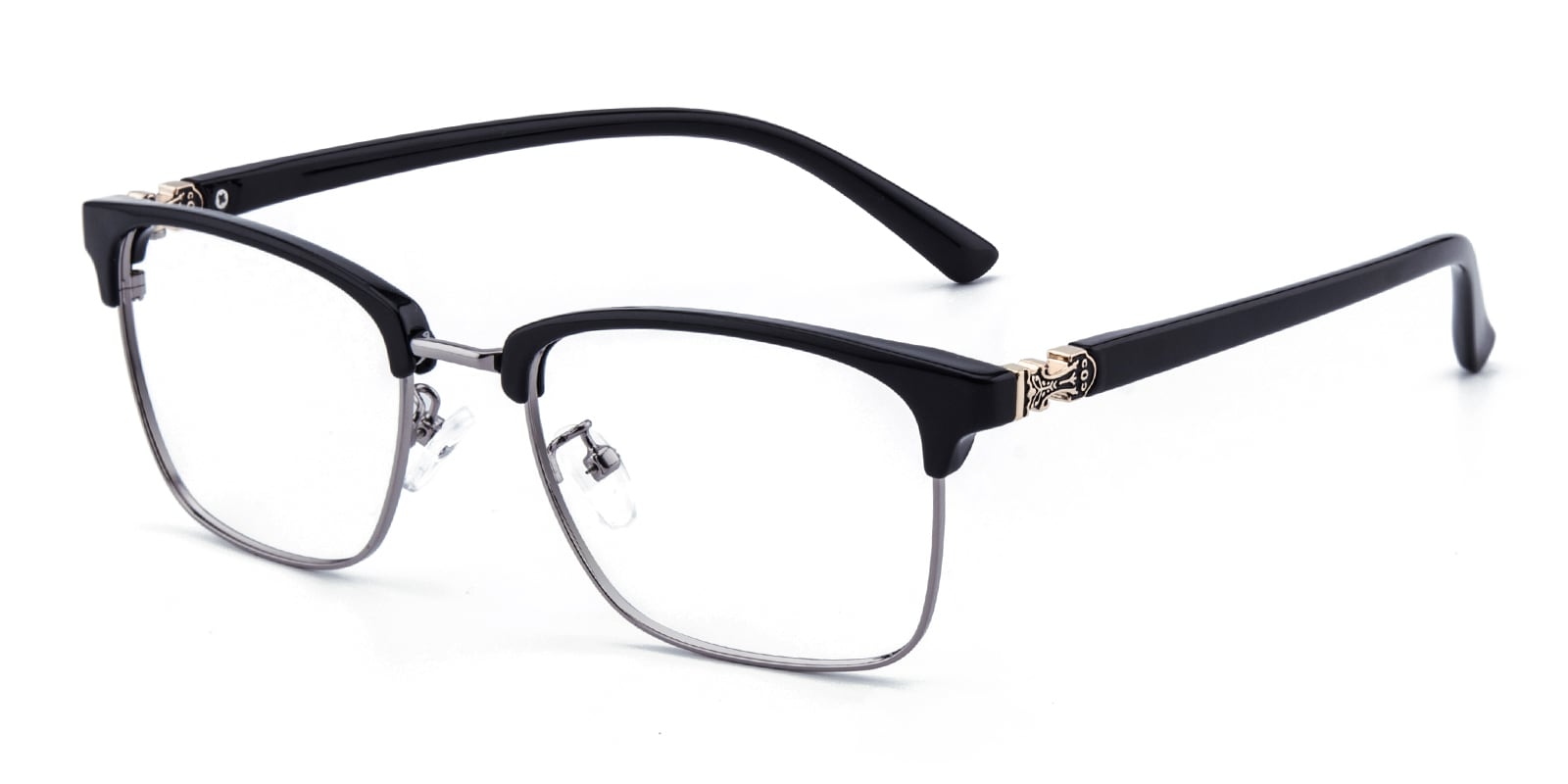 Libra Rectangle,Browline Black/Silver Photochromic Glasses