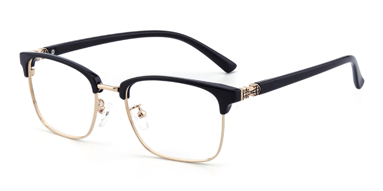 Libra Rectangle,Browline Black/Golden Sunglasses | GlassesShop