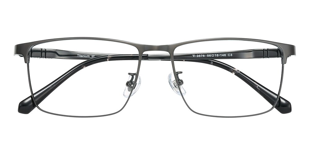 Andrew Gunmetal Rectangle Titanium Eyeglasses