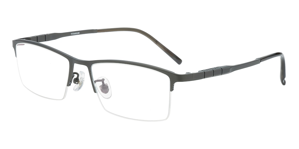 Clark Gunmetal Rectangle Titanium Eyeglasses
