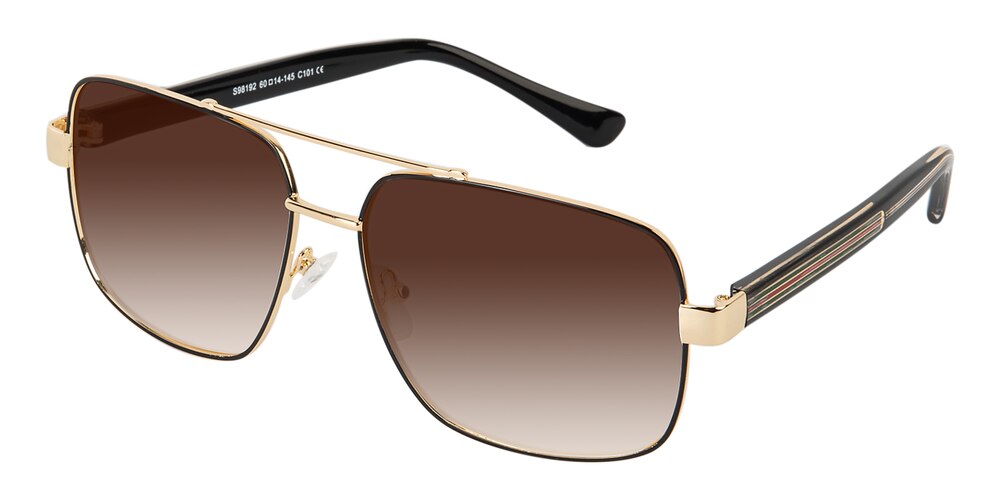 Donald Black/Golden Aviator Metal Sunglasses