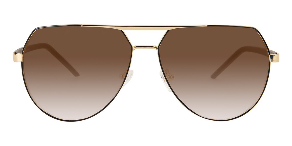 George Black/Golden Aviator Metal Sunglasses