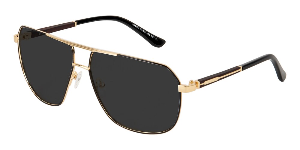 Jonas Black/Golden Aviator Metal Sunglasses
