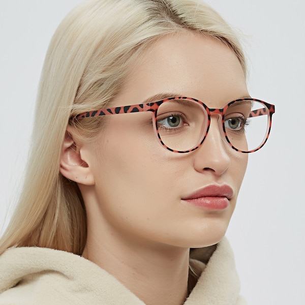 Eleanor Round Pink Tortoise Full-Frame TR90 Eyeglasses | GlassesShop