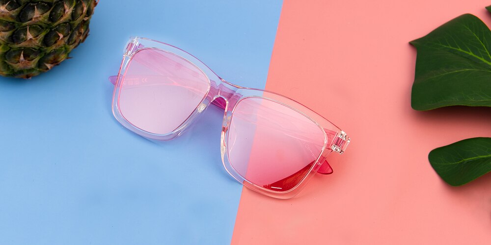 Joliet Crystal/Pink Classic Wayframe TR90 Sunglasses