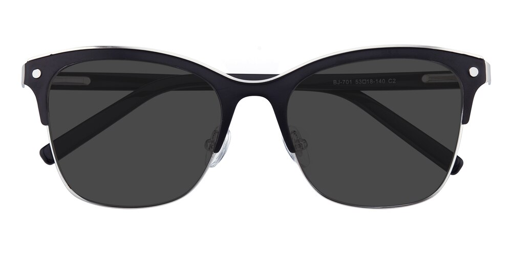 Phoebe Black/Silver Cat Eye Stainless Steel Sunglasses