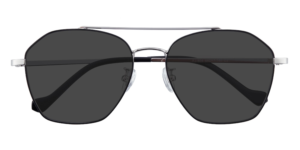 Reading Black/Silver Aviator Stainless Steel Sunglasses