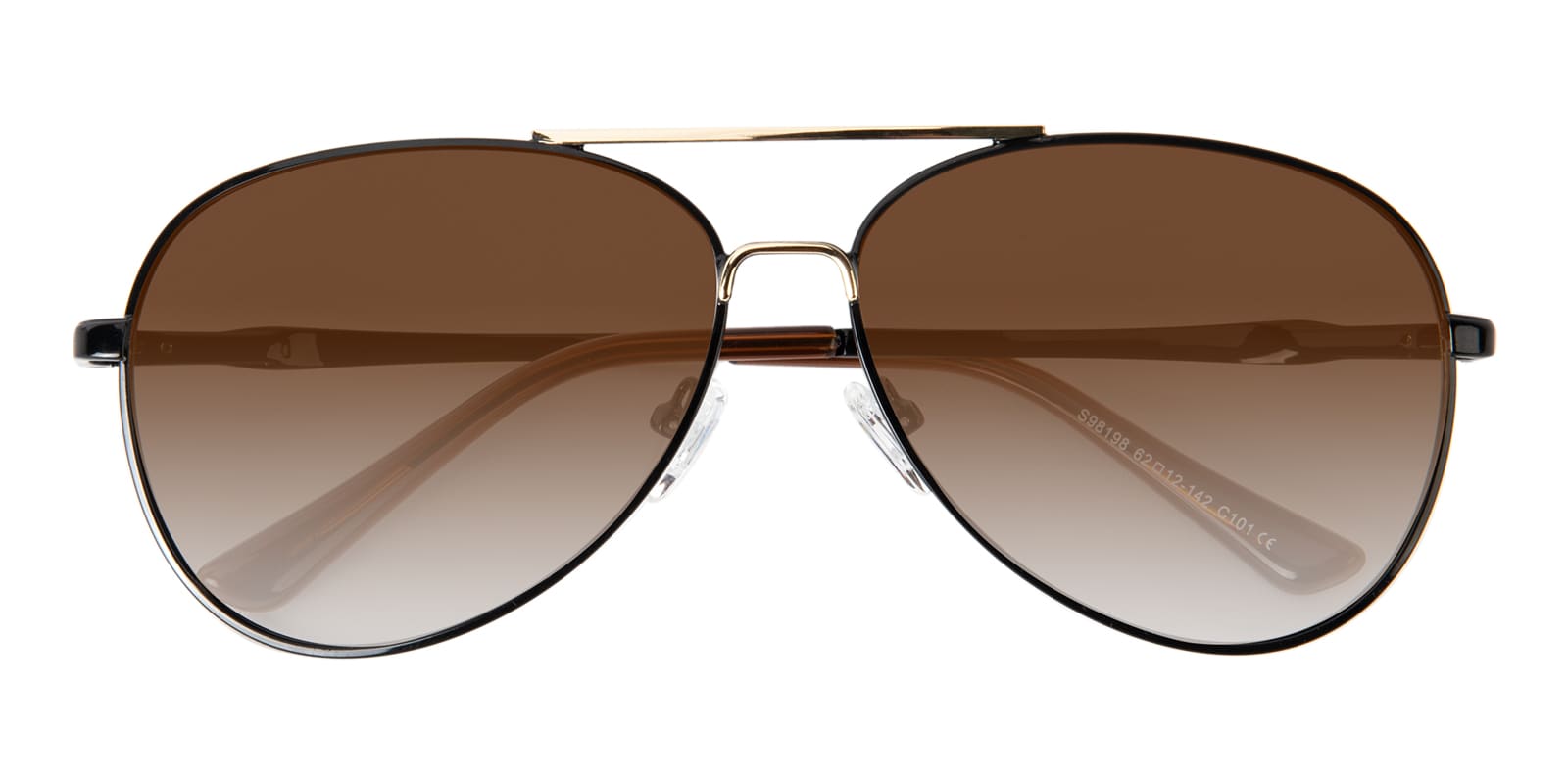 Aviator Sunglasses, Full Frame Black/Golden Metal - SUP0822