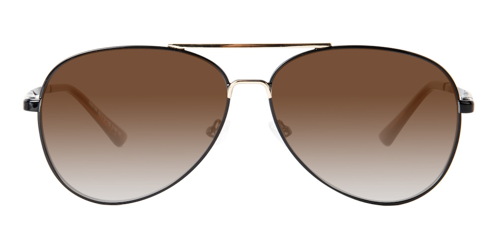 Walnut Black/Golden Aviator Metal Sunglasses