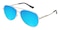 Walnut Silver(Blue mirror-coating) Aviator Metal Sunglasses