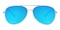 Walnut Silver(Blue mirror-coating) Aviator Metal Sunglasses