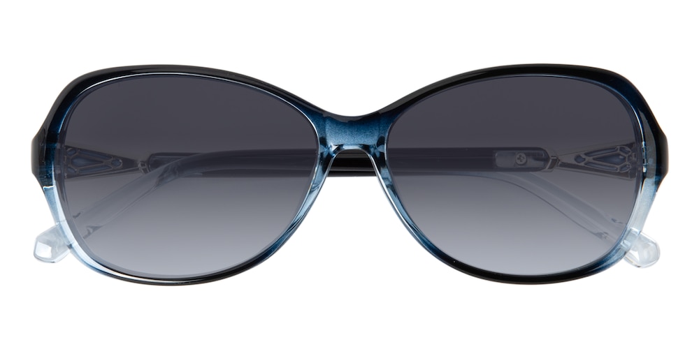 Lena Blue Oval Plastic Sunglasses