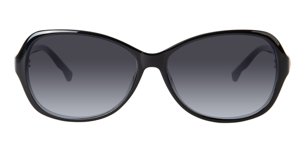 Lena Black Oval Plastic Sunglasses