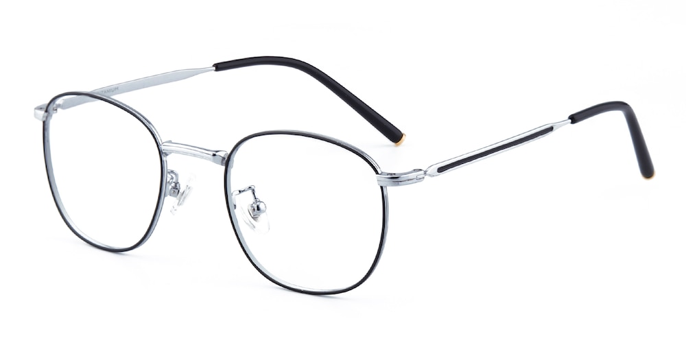 EauClaire Black/Silver Oval Titanium Eyeglasses