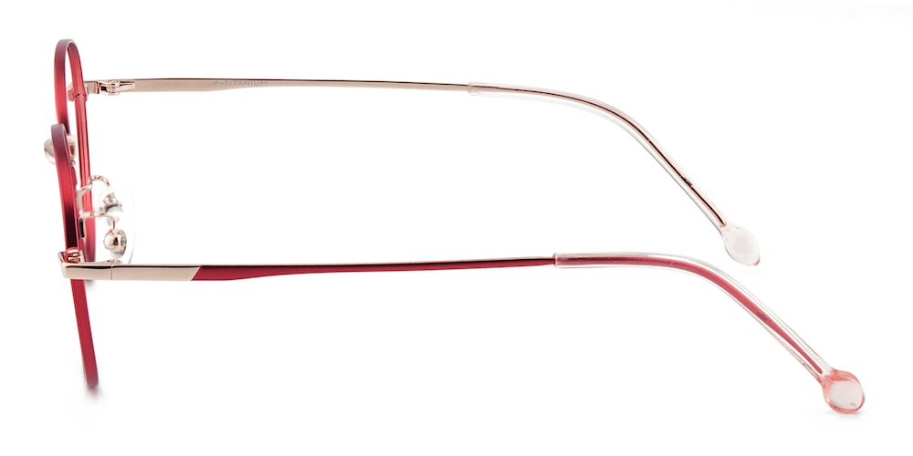 Racine Red/Golden Round Titanium Eyeglasses