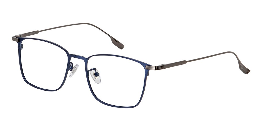 Spokane Blue Rectangle Titanium Eyeglasses