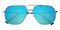 Waukegan Silver/Blue mirror-coating Aviator Metal Sunglasses