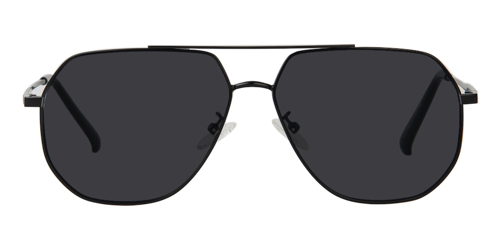 Waukegan Black Aviator Metal Sunglasses