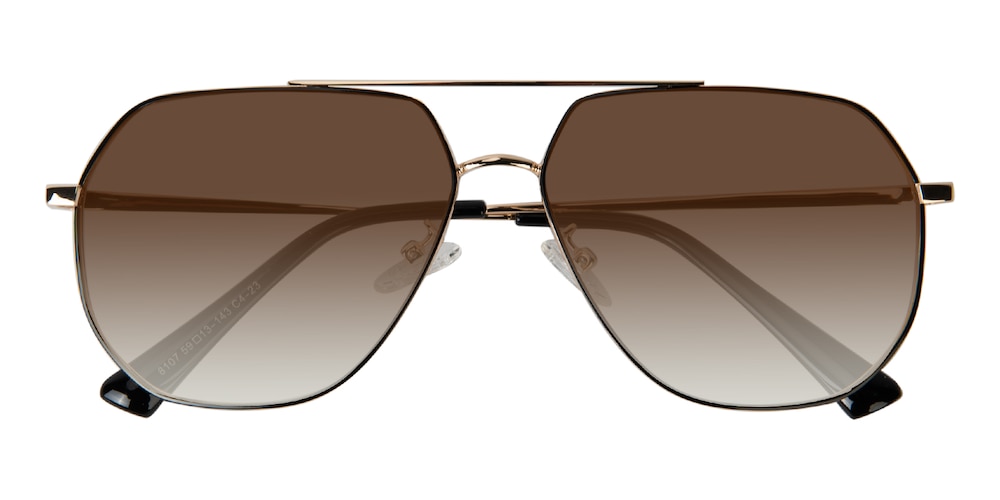 Waukegan Black/Golden Aviator Metal Sunglasses
