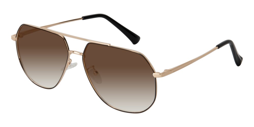 Waukegan Black/Golden Aviator Metal Sunglasses