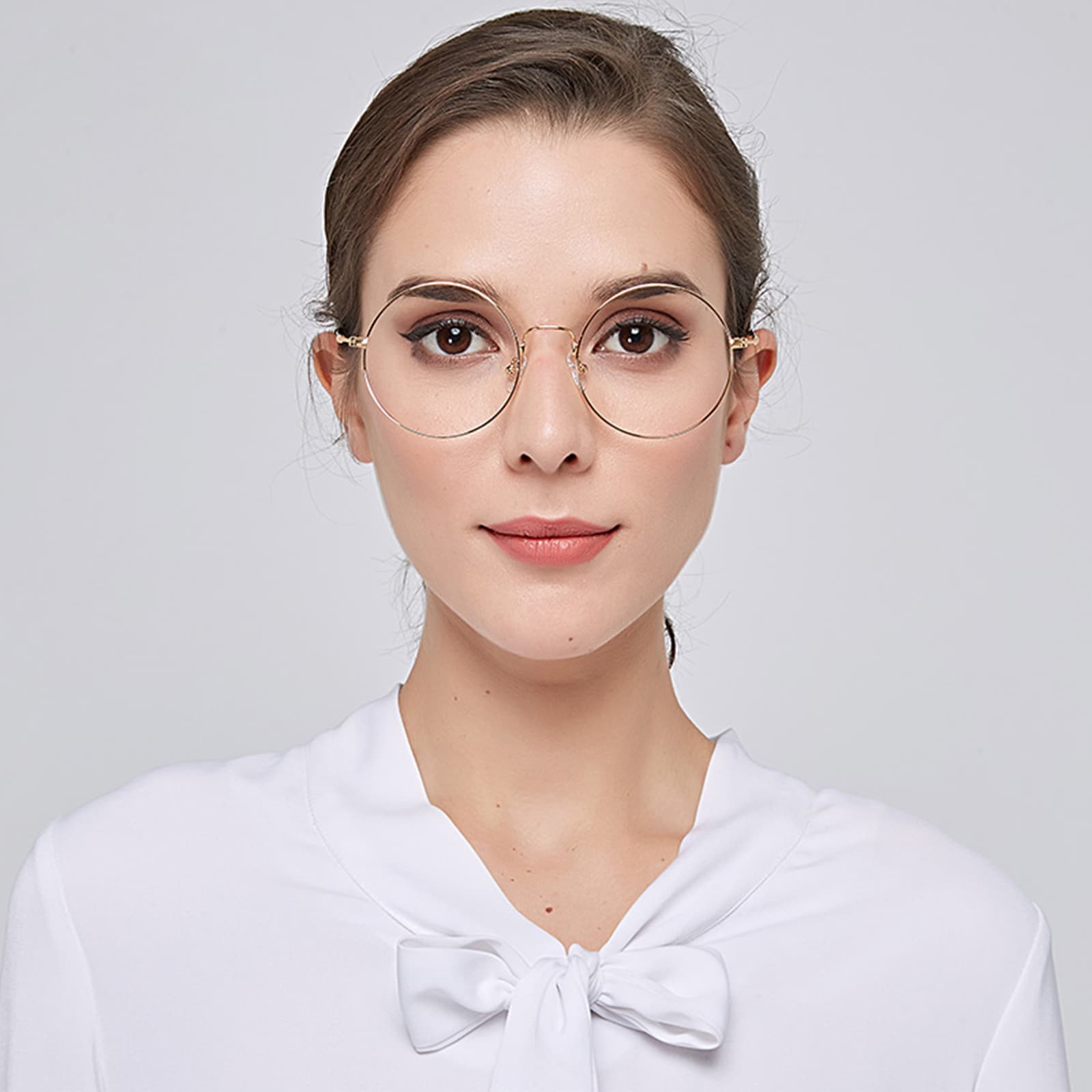 Round Eyeglasses, Full Frame Golden Metal - FM1243