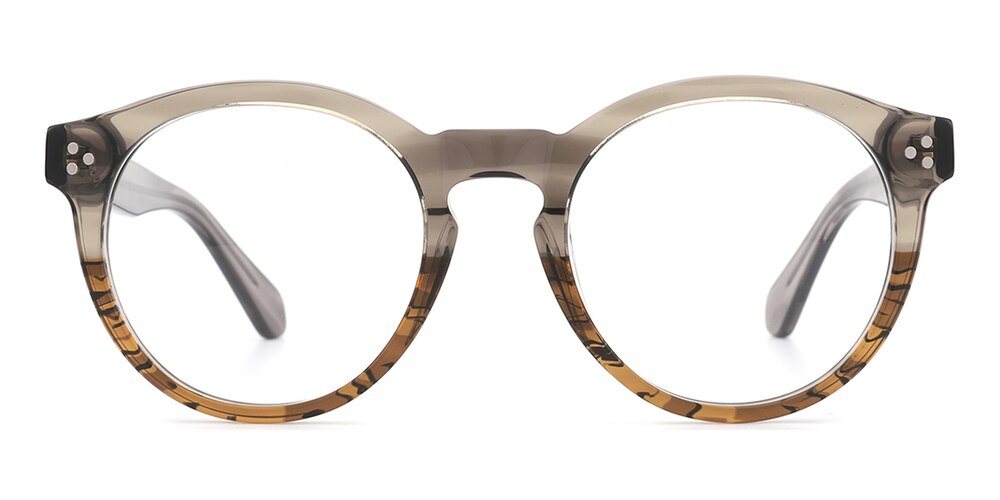 Creston Gray/Brown Round Acetate Eyeglasses