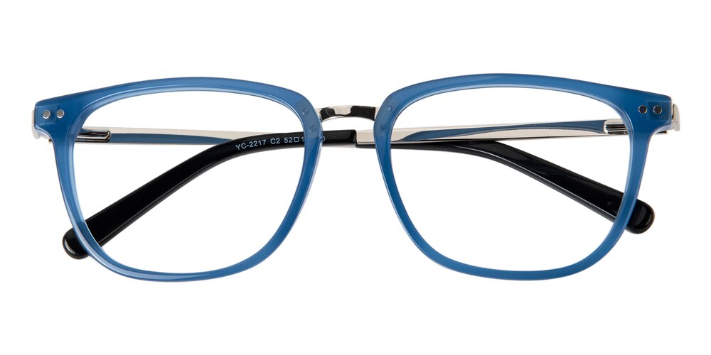 Abilene Blue/Silver Rectangle Acetate Eyeglasses