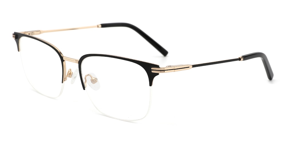 Dempsey Black/Golden Rectangle Metal Eyeglasses