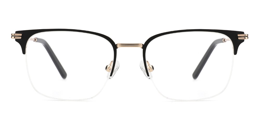 Dempsey Black/Golden Rectangle Metal Eyeglasses