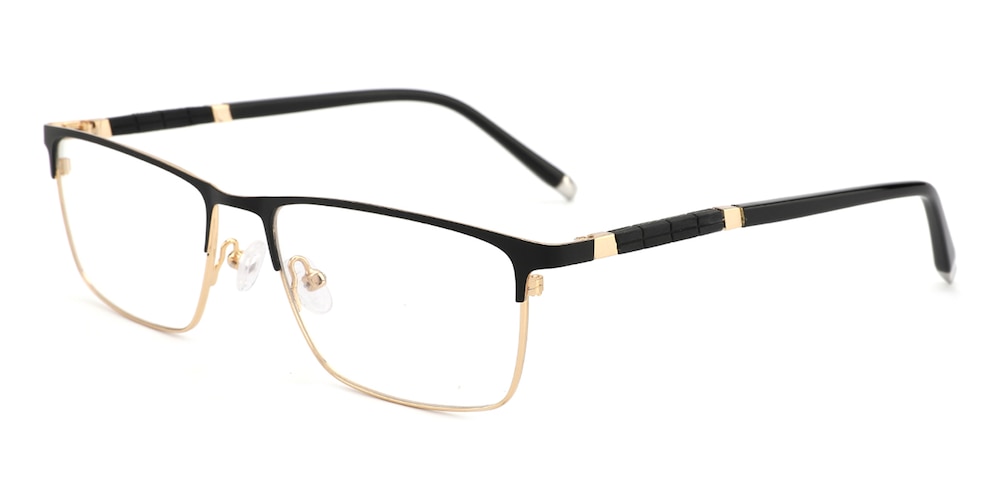 Edgar Black/Golden Rectangle Metal Eyeglasses