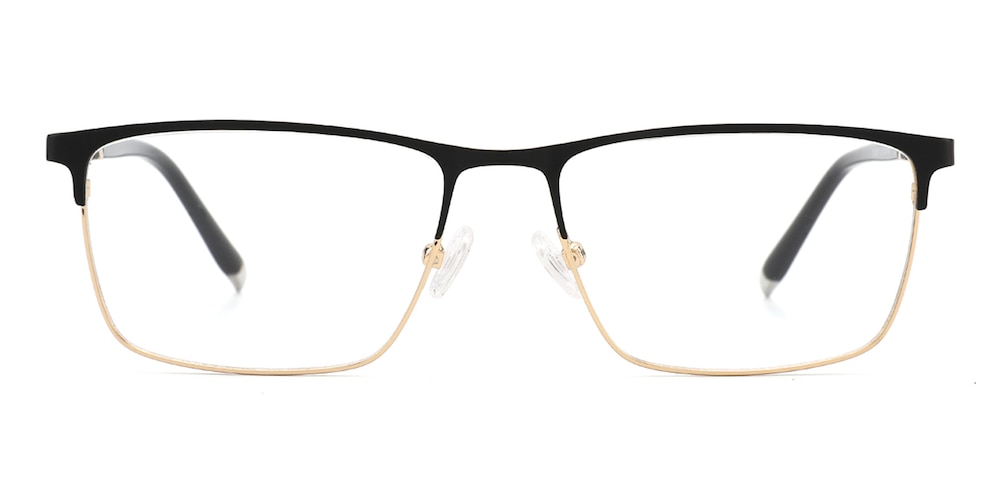 Edgar Black/Golden Rectangle Metal Eyeglasses